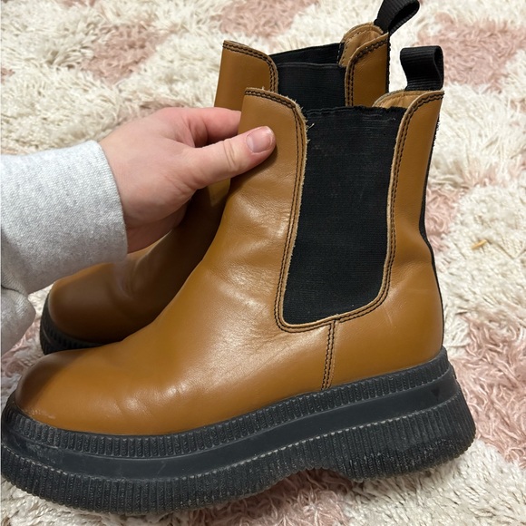 Ganni Creepers Chelsea Tan Ankle Boots in Tiger’s Eye 👁️ 🐅 - Picture 8 of 12